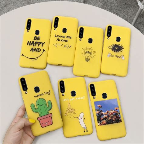 For Samsung Galaxy A20 A20e A20s Cover Case Soft TPU Silicone Yellow Painting Case For Samsung A ...