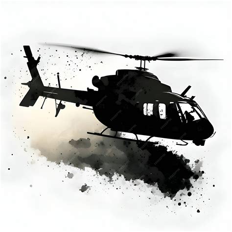 Black silhouette of a helicopter on white background | Premium AI-generated vector