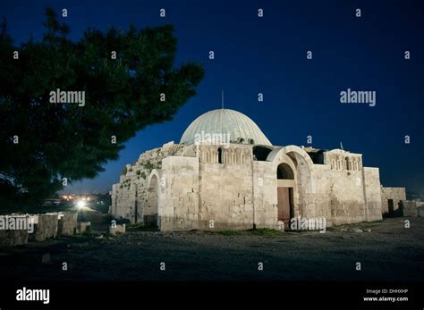 Umayyad Palace at the citadel at night, capital Amman, Jordan, Middle East, Asia Stock Photo - Alamy