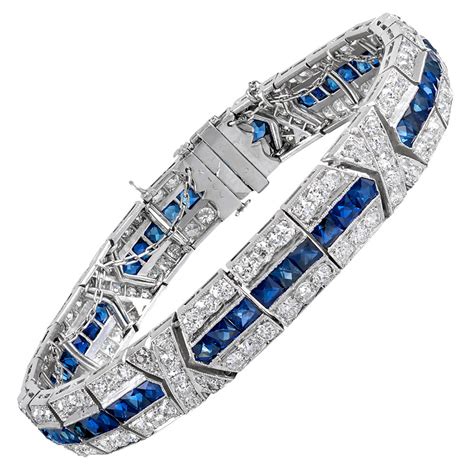 Art Deco Sapphire & Diamond Bracelet - Fourtané