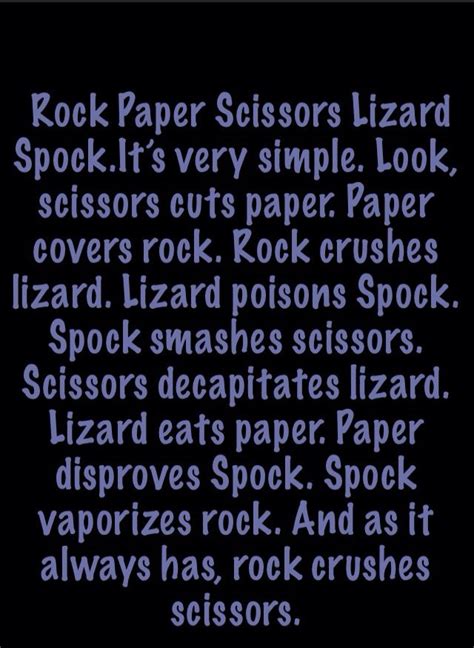 Rules to Rock Paper Scissors Lizard Spock! | Rock paper scissors, Lizard spock, Spock