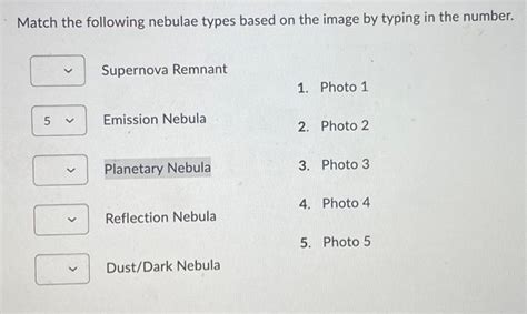 Solved Match the following nebulae types based on the | Chegg.com