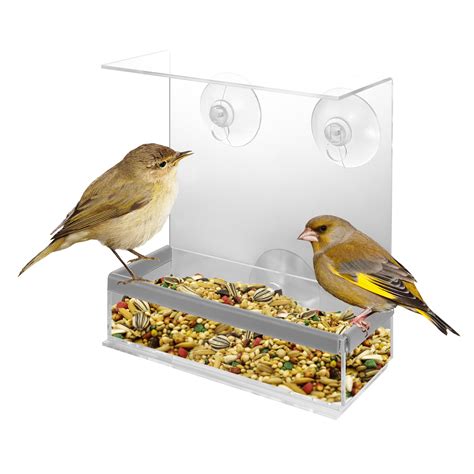 Acrylic Window Bird Feeder and Perch - KOVOT