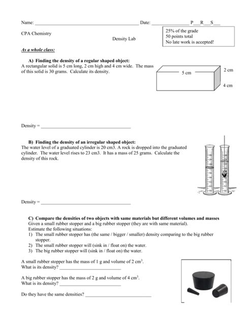 Density Worksheet