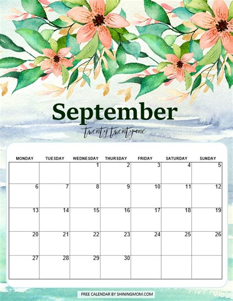 Free Printable September 2021 Calendar: 12 Awesome Designs!