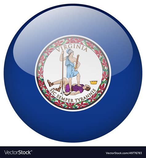 Virginia flag button Royalty Free Vector Image