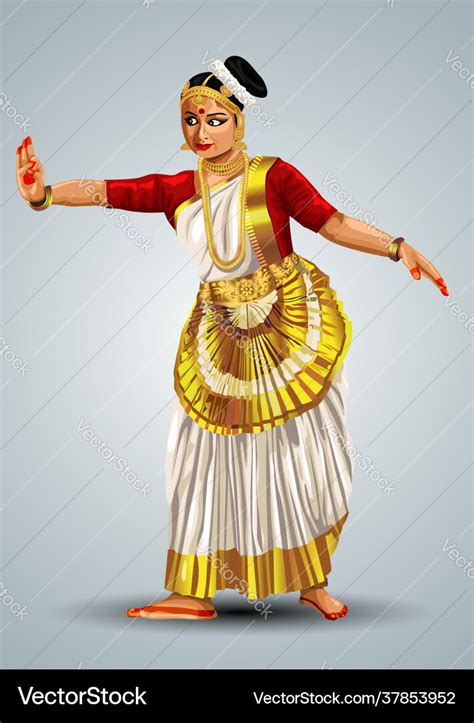 Kerala traditional dance performance mohiniyattam Vector Image