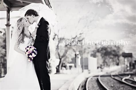 Wedding train station kiss, vintage, couple, bride groom, photography ...