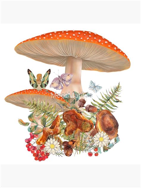 "Cute cottage core mushroom scene with a fairy and flowers" Poster for ...