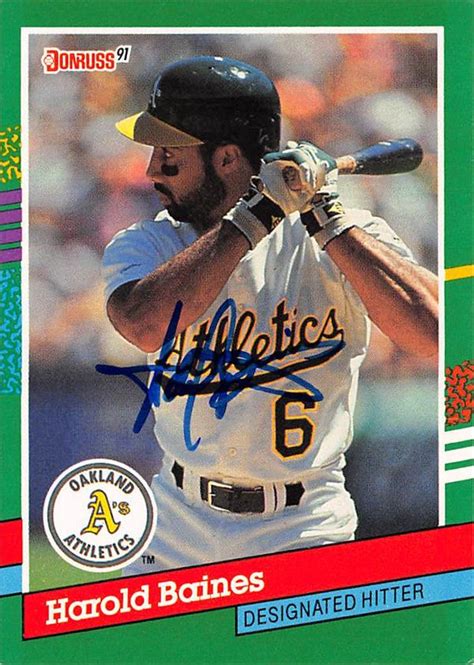 Harold Baines autographed baseball card (Oakland Athletics) 1991 Donruss #748