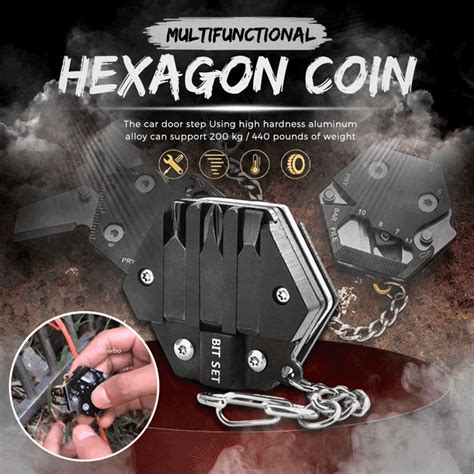 Zezzo® Multifunctional Hexagon Coin Outdoor Tool Hexagon Folding Coin Keychain Screwdriver ...