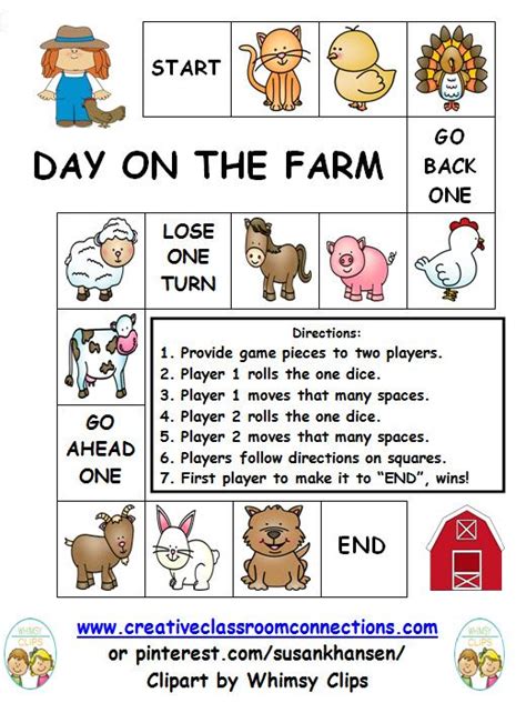 Here's a fun board game using farm animals. View this and other materials at www ...