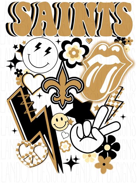 Saints PNG Black and Gold Retro - Etsy