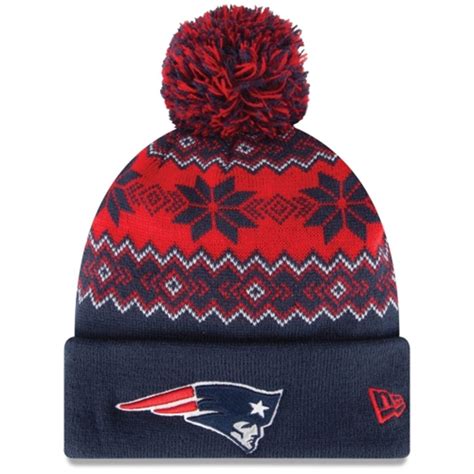 Mens New England Patriots New Era Navy/Red Snowburst Knit Beanie | Knit ...