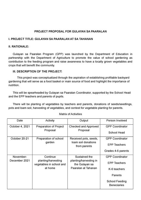 Project Proposal FOR Gulayan SA Paaralan - PROJECT PROPOSAL FOR GULAYAN ...