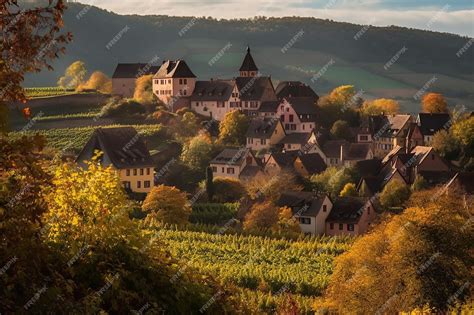 Premium AI Image | Scenic_vineyards_and_village_in_Riquewihr_France_a