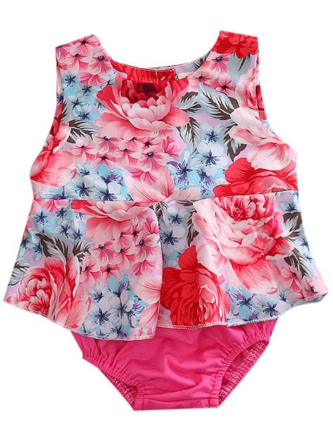 Infant Baby Girl Clothes Cute Floral Print Ruffles Romper Summer ...