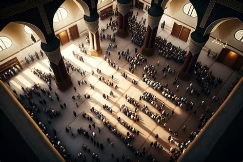 Premium AI Image | Muslim people praying in mosque at ramadan