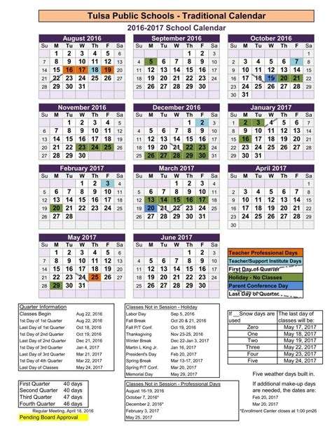 Tulsa Public Schools' revised 2016-17 academic year calendar | | tulsaworld.com