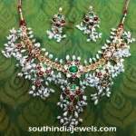 Gold Guttapusalu Necklace with Pearl Clusters - South India Jewels