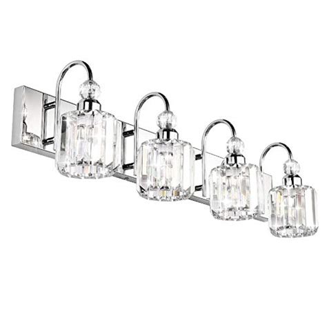 Ralbay Modern LED Crystal Bathroom Vanity Lights 4-Lights Stainless ...