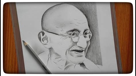 How to draw Mahatma Gandhi Pencil Sketch - YouTube