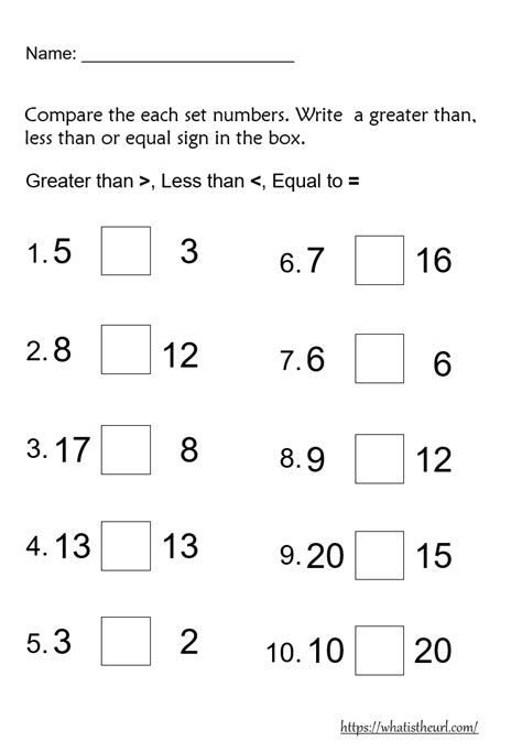 Greater Than Less Than Worksheet For Grade 1