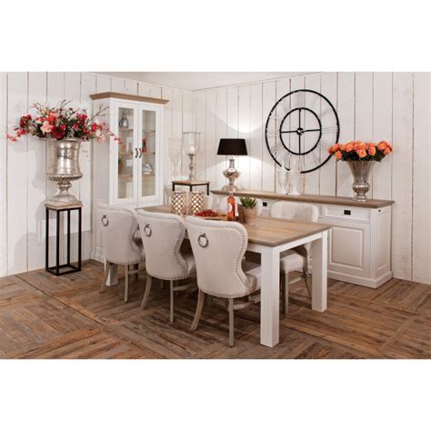 Table de salle à manger en bois massif blanc contemporain L. 220 x P ...