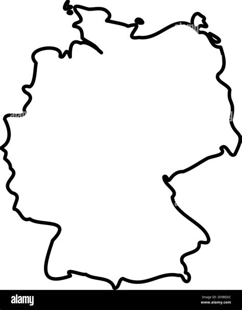 Germany - solid black outline border map of country area. Simple flat ...