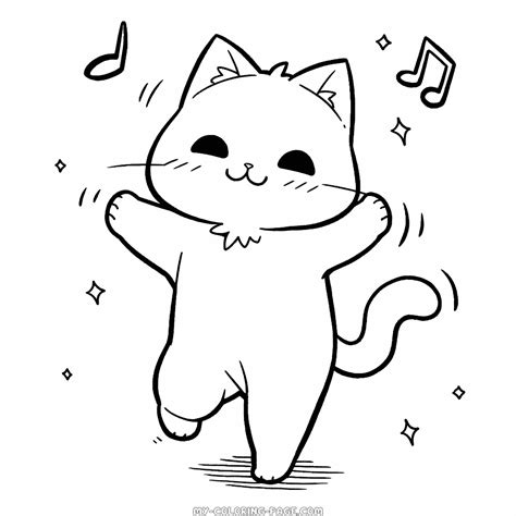 Cat dancing coloring page | My Coloring Page