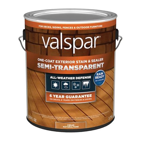 Valspar Pre-tinted Cedar Naturaltone Semi-transparent Exterior Wood Stain and Sealer (1-Gallon ...