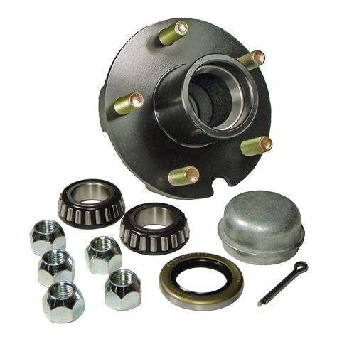 Trailer Hub Kit - 5 Bolt on 4-1/2 Inch Circle - 1 inch I.D. Bearings ...