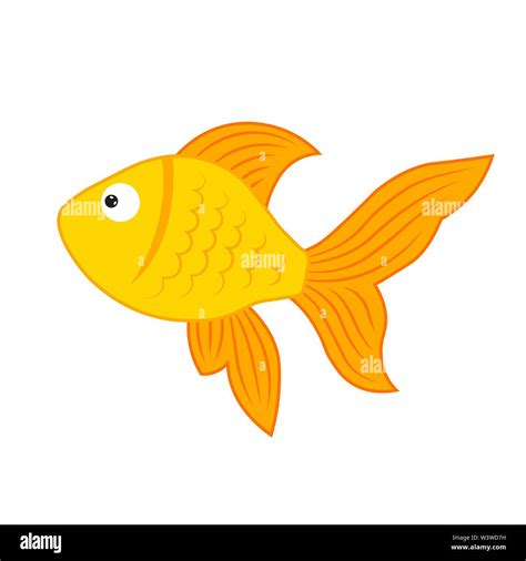 aquarium small cartoon cute fish. Simple vector illustration of yellow ...