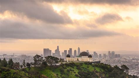 Griffith Observatory and Los Angeles at Sunrise Stock Photo - Image of ...