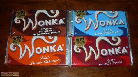 Charlie and the Chocolate Factory ALL 4 WONKA BARS. original movie prop