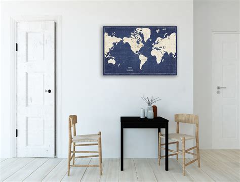 Blueprint World Map Wall Art Print | Australia Online Prints