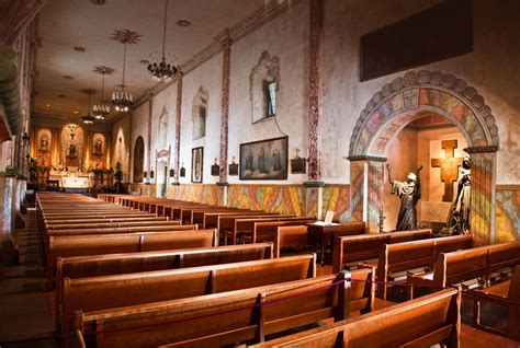 Mission Santa Barbara. A view of the nave of the church showing other ...