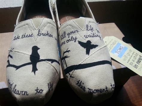 TOMS Bird Silhouette Shoes With Beatles Lyrics. - Etsy