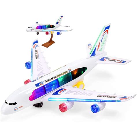 Bump & Go Airplane Toy for Kids - Battery-Operated Toys, Passenger Big Plane with LED Lights ...