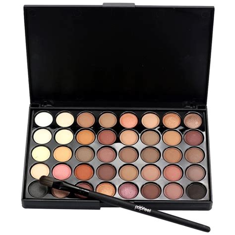 popfeel Cosmetic Matte Eyeshadow Cream Makeup Palette Shimmer Set 40 Color+ Brush Set Matt ...