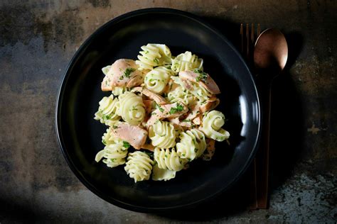 Radiatori Pasta with Tequila Glazed Salmon - delectabilia