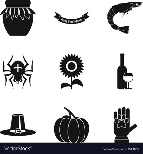 All saints day icons set simple style Royalty Free Vector