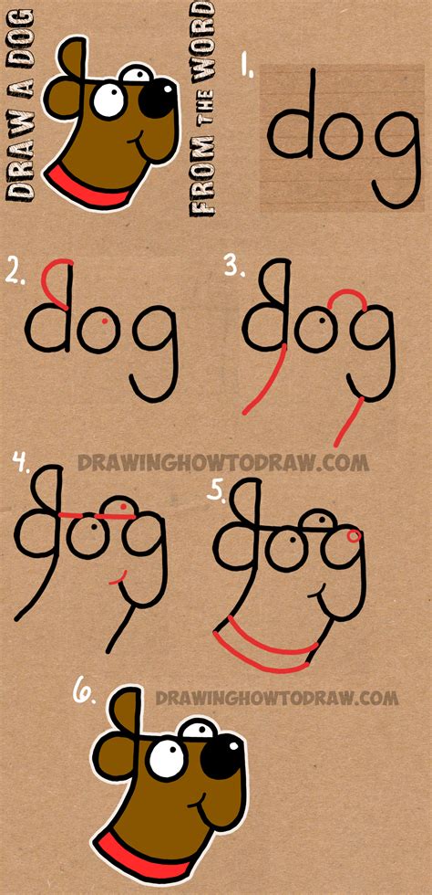 How to Draw a Dog from The Word Dog - Easy Step by Step Drawing Tutorial for Kids - How to Draw ...