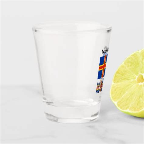 Aaland Islands and Ålander Flag with Your Name Shot Glass | Zazzle