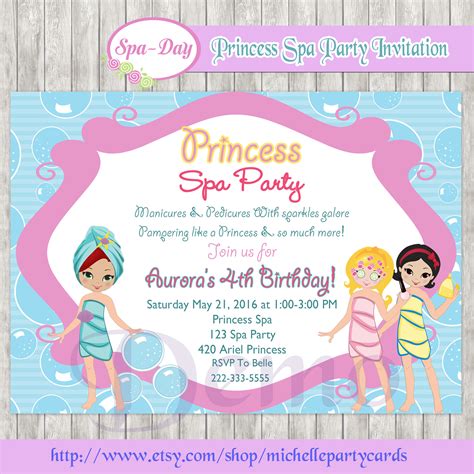 Princess Spa Party Invitation Spa Party girl Spa princess | Etsy