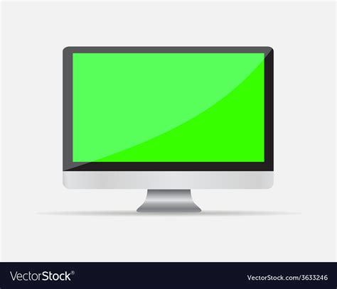 Realistic empty computer display with green screen