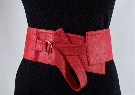 Red Wide Leather Belt Waist Hips Faux Leather Belt With Buckle - Etsy