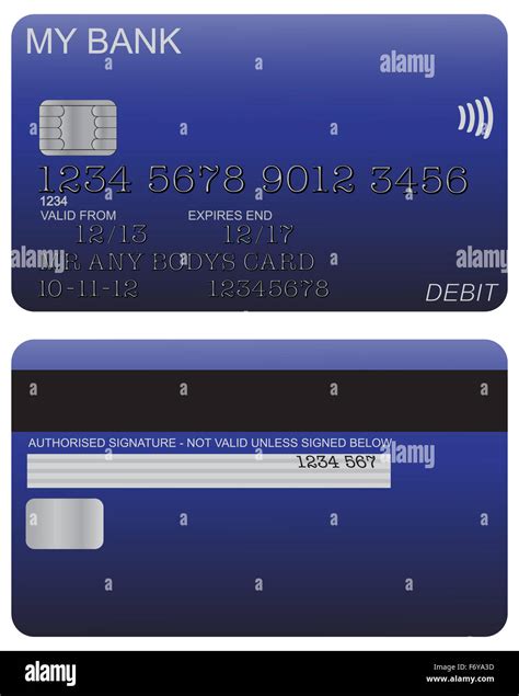 Front and back of blue debit card design with detail isolated on a white background Stock Photo ...