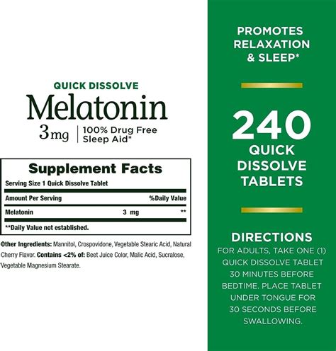 Sleep aid: Nature’s Bounty Melatonin 3mg 100% Drug Free Sleep Aids for ...