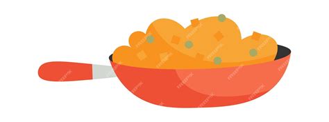 Premium Vector | Pan with food flat illustration